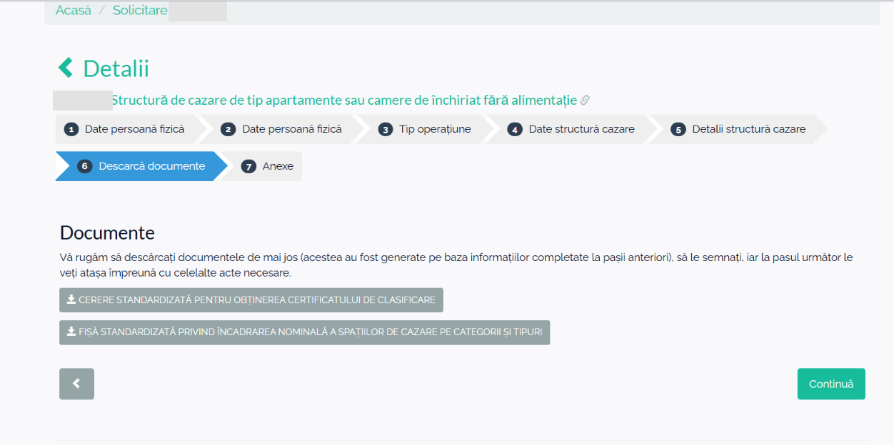 Pasul 6: cele două documente generate de SITUR, de descărcat și semnat.